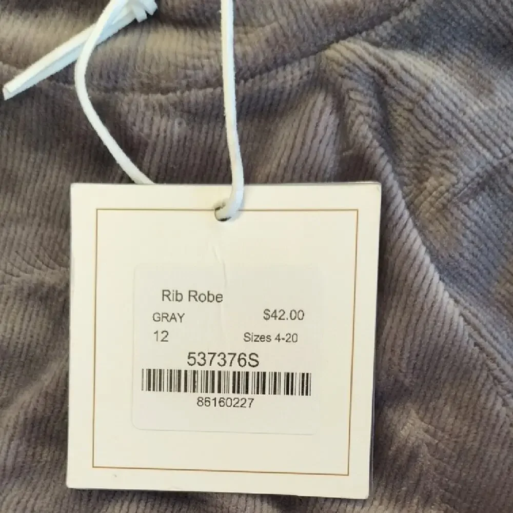 Hadas by Kidchic Elegant Gray Long Sleeve Robe/Dressing Grown Girls Size L NWT